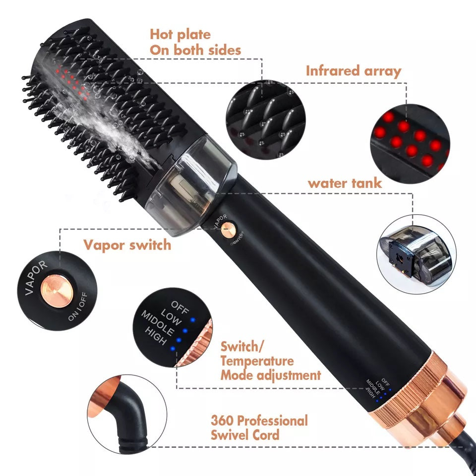 Brosse soufflante à vapeur lissante 3 en 1