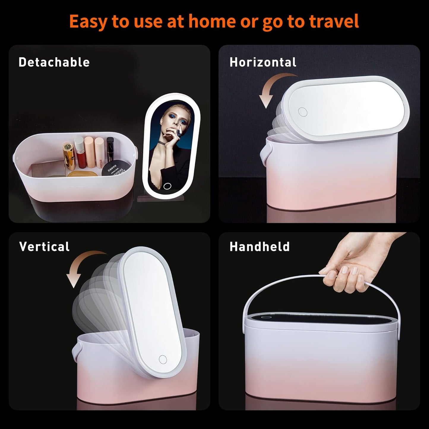 Boîte de Rangement de Maquillage avec Miroir LED