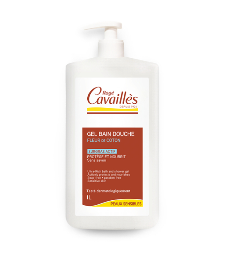 ROGE CAVAILLES gel surgras Actif bain douche fleur de coton 1L