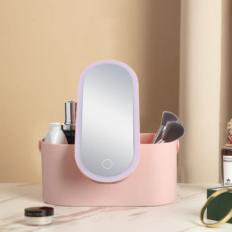 Boîte de Rangement de Maquillage avec Miroir LED